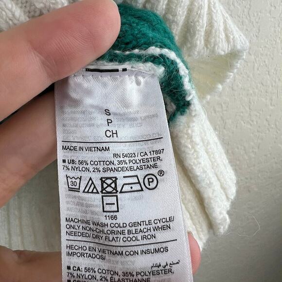 NWT Old Navy Fair Isle Mock Neck Pullover Sweater Size Small Women's White Green - Picture 4 of 6